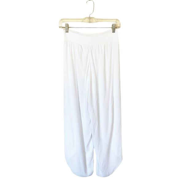 BOHO Pants T.Zovich Relaxed Wrap Slit Boho Beach Vacation High Rise White Small - Picture 2 of 8